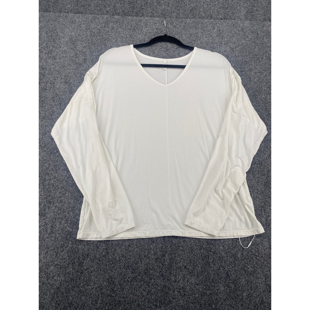 Halara Cloudful V-Neck Long Sleeve Top Womens Medium Cream White Viscose Stretch